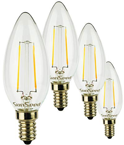 SUNSEED 4x Glühfaden LED Kerze Lampe E14 2W ersetzt 25W Neutralweiß 4000K