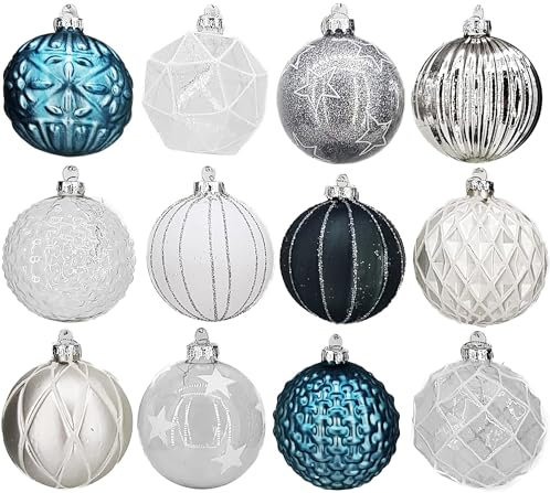 My-goodbuy24 Premium Weihnachtskugeln 12-teiliges Set Echtglas Glaskugeln Weihnachten Weihnachtsdeko Tannenbaumkugeln Glas Christbaumkugeln Weihnachtsbaum (F 8)