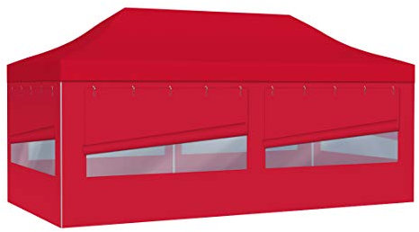 Vispronet Profi Faltpavillon Basic - 3x6 m in Rot - 4 Vollwände mit Panoramafenster - Scherengittersystem - Farbe & Größe wählbar