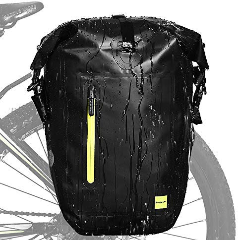 Rhinowalk 25L Fahrradtasche Wasserdicht Gepäckträgertasche Fahrrad Gepäckträger Seitentaschen Rolltop Radtasche Hinterradtasche, Grün