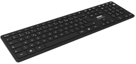Port Connect Clavier pc de Bureau Bluetooth 5.0 azerty Executive Slim azerty Prise EU Noir
