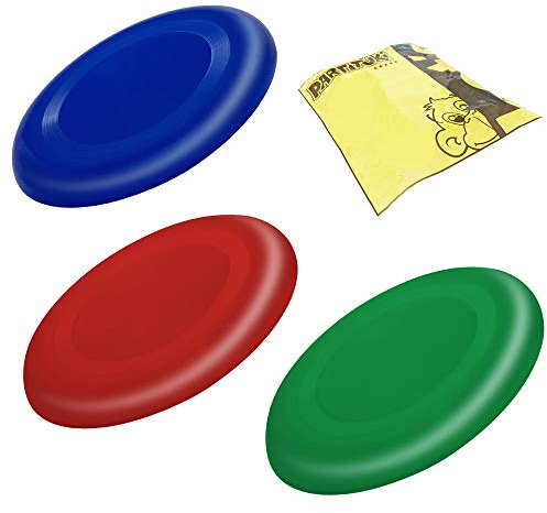 PARTITUKI Packung mit 3 Frisbees für Kinder, Sehr Einfach zu Halten, Viel Sicherer als Standard-Frisbees, Flügelringe, Farben: Blau, Rot und Grün.