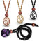 Shappy Cordons de Collier Porte-Pierre Vide Porte-Collier en Cristal Cordon de Collier de Pierre en Quartz Brut Cordon Réglable pour Amulette Indienne (Noir, Marron, Beige, 0,98-1,38 Pouces)
