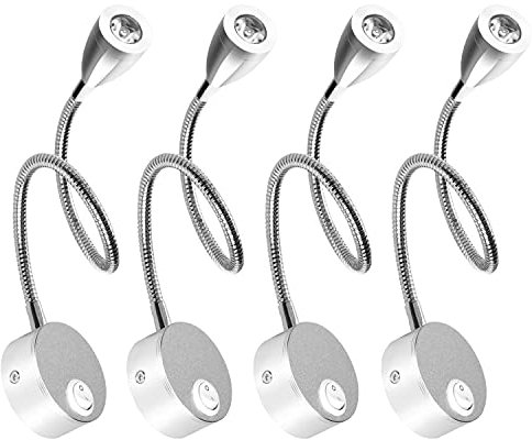 ledmo 4 Pack Leselampe Wandmontage LED Bett Leseleuchte 3W Bettleuchte Schwanenhals Lampe warmweiß Hell Nachtbeleuchtung Leselicht für Schlafzimmer