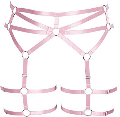 BBOHSS Correas de Cuerpo Femenino de Mayor tamaño Punk Garter Belt Leg Belt lencería Calcetines de Muslo Accesorios de Carnaval gótico 12 Colores 1 (Rosa)
