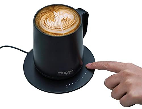 Muggo Tasse, beheizt, Tassenwärmer, Temperaturkontrolle, 45 °C/62,5 °C, USB-Tassenwärmer, Büro/Haus, langlebiger Akku, Thermobecher für Kaffee/Tee, einfache Reinigung, magnetische Tasse