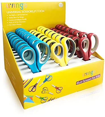 LIVINGO Kids Scissors Bulk Pack 24, 5 Blunt School Safety