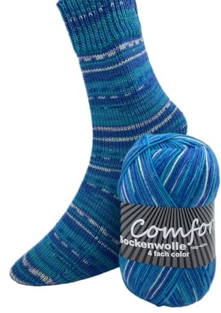 Comfort Wolle Sockenwolle 100gr Knaul 4-Fach 420m Premium Strumpfgarn Made in Italy mit großer bunter Farbauswahl (55-03)