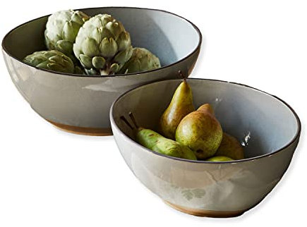 LOBERON Lot de 2 saladiers Biarré, gris