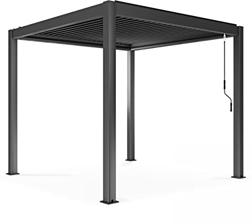 Oviala Pergola bioclimatique autoportée Gris 3 x 3 x 2.5 m