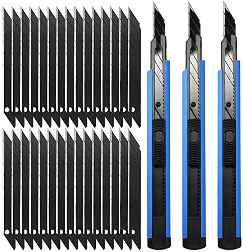 FOSHIO 3 pezza Taglierina di precisione Taglierino Professionale Cutter Utilità Taglierino di Precisione con 30° della Lama 30 Snap-Off Lame 9 mm per Arti Grafiche/Vinile Auto Blu