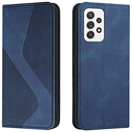 NEXCURIO Handy Hülle für Samsung Galaxy A33 5G Handyhülle mit Kartenfäch Klapphülle Klappbar Schutzhülle Leder Flip Wallet Case Cover Tasche Handytasche Stoßfeste - Blau
