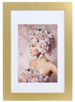IDEAL TREND Bilderrahmen Holz Rahmen Plexi Acryl Collage Wanddeko Poster quadratisch S215: Farbe: Gold | Format: 20x30