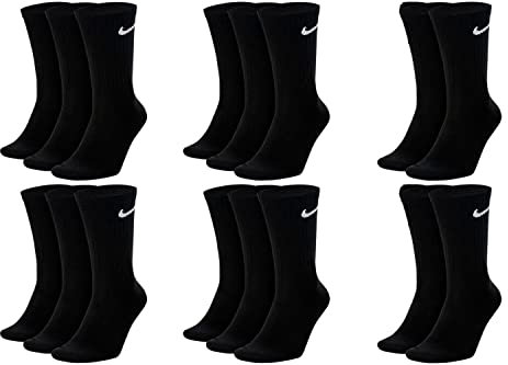 Nike 8 Paar Everyday Lightweight Crew SX7676 Tennis Socke weiß schwarz grau, Farbe:Schwarz, Größe:46-50
