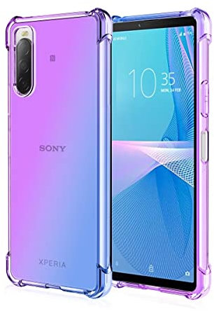 HONLEN Coque pour Smartphone, Compatible with Sony Xperia 10 III Étui, (6 inches) Transparente Dégradée TPU Silicone Quatre Coins Renfort d'angle Case
