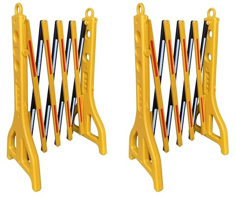 PAL | Valla extensible de plástico de polipropileno amarilla y negra. Rellenable con agua. Fácil almacenamiento y transporte (2- Vallas)