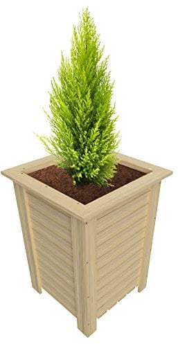 Generisch Vaso per piante in legno naturale, per interni ed esterni, 40 x 40 x 54,5 cm