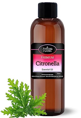 Essican Purelife Citronella Essential Oils 100ml - 100% Pure Essential Oils Citronella Oil for Skin, Aromatherapy for Candles & Garden Burners Insect Repellent for Humidifier Home and Outdoor Use