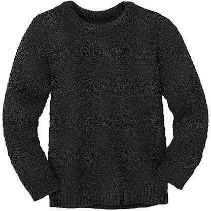 ARAN-PULLOVER Kinder - 100% Bio-Merino – atmungsaktiv & kuschelig warm - unisex Gr. 86 - 140 - nachhaltig & fair - ideal für kalte Tage dank fluffigem Strick - made in Germany | Anthrazit Gr. 86-92