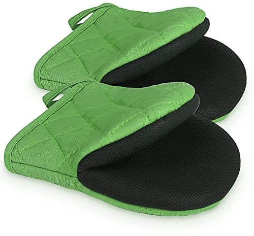 1 Pair Oven Gloves Heat Resistant Silicone Oven Mitts, Kitchen Non-Slip Oven Gloves Outdoor Cooking Mitts Short Oven Mitts for 500 Degrees, for Grilling Baking Barbecue Microwave Machine Washable