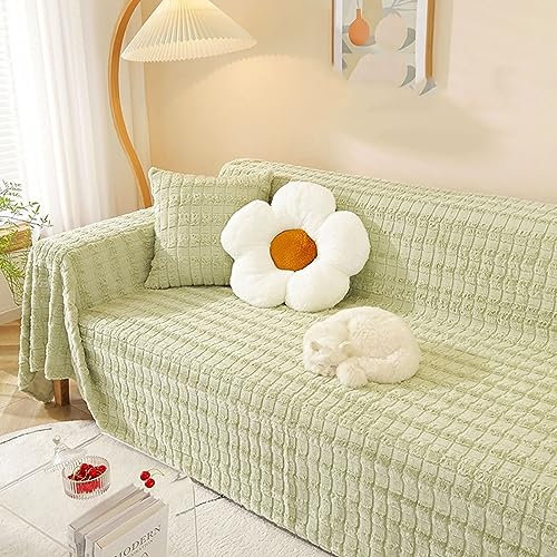 Homxi Sofaüberwurf Zweisitzer,180x230CM,Sofa Überzug Einfarbig Sofaüberwurf Plüsch Sofa Handtuch Grün Couch Überzug Universal