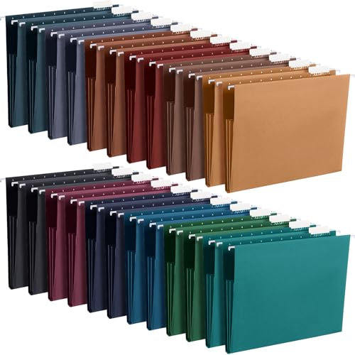 Yaomiao Hängeregistraturmappen, 3 Falten, Briefgröße, Aktenordner mit 1/5-geschnittenen, verstellbaren Reitern, erweiterbar, Dokumentenschrank, farbig für Zuhause, Schreibtisch, Büro, Organisation
