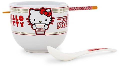 Sanrio Hello Kitty x Nissin 20-Ounce Ramen Bowl With Chopsticks and Spoon