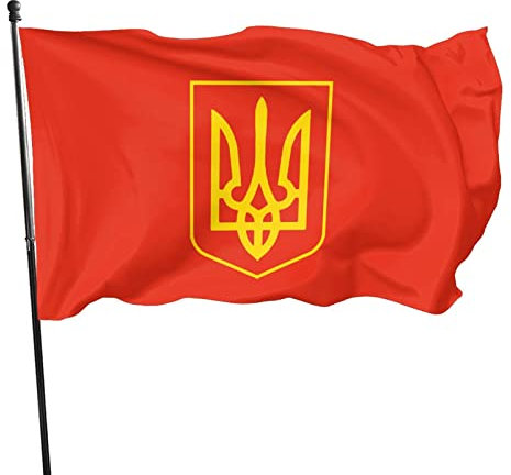 Fahne 90X150cm Wappen Der Ukraine Flagge Wetterfeste Piratenflagge Mit Metall-Ösen Fahnen Für Restaurants Außenbereich Bar