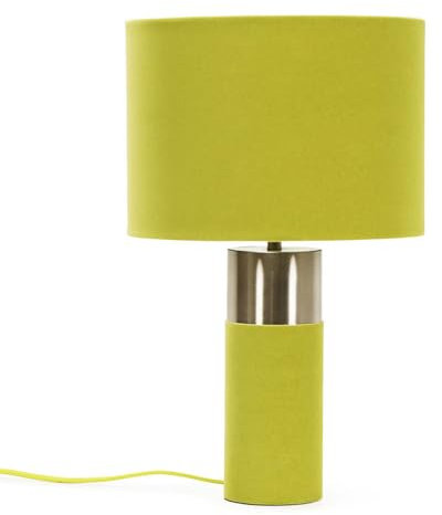 ValueLights | Olive Green Velvet and Silver Table Lamp with Lampshade | Table Lamps, Home Décor & Improvement Essential