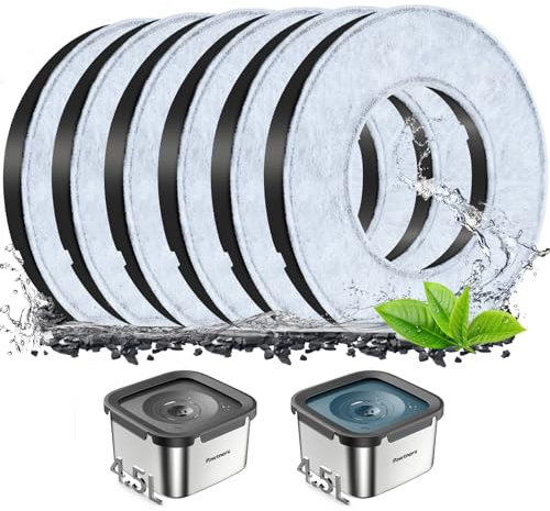 Pawtners Replacement Filter for 4.5L No-spill Dog Water Bowl, Activated Carbon, 6 Packs