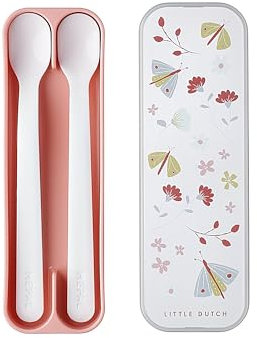 Mepal - Cuillère pour bébé Mio - Cuillère d'alimentation pour nourrisson à long manche - cuillère diversification alimentaire - Ustensiles pour bébé - Sans BPA - Set de 2 – Flowers & Butterflies