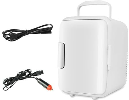 ETRAVEL Mini Fridge 4L Can Portable Mini Cooler & Warmer for Drinks, Cosmetics/Makeup/Skincare, AC/DC Power, Retro Style, White, For Bedroom, Home, Caravan