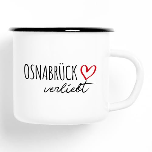 huuraa Emaille Tasse Osnabrück verliebt Geschenk Kaffeebecher Vintage 300ml Osnabrück Geschenkidee