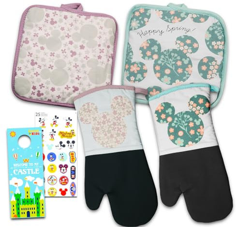 Disney Set di accessori da cucina Topolino e Minnie, set con presine classiche di Topolino e Minnie e guanti da forno | Accessori da cucina Disney