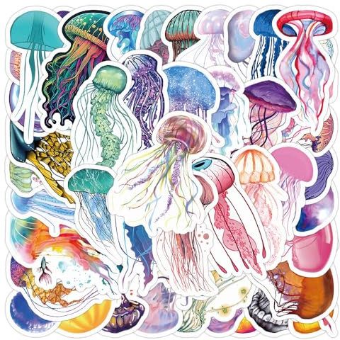 Affoto Quallen Aufkleber für Laptop (50PCS),Geschenk für Kinder Jugendliche Erwachsene Jungen,Jellyfish Wasserdicht Vinyl Aufkleber Stickers für Scrapbook,Skateboard,Auto,Gepäck