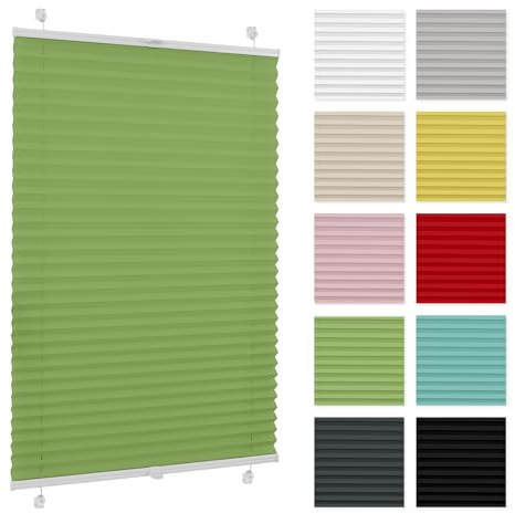 Plissee ohne Bohren 40 cm x 120 cm - Pistazien - Plissee Klemmfix, Rollos für Fenster ohne Bohren, Jalousien Fenster für innen, Raffrollo, Fensterplissee