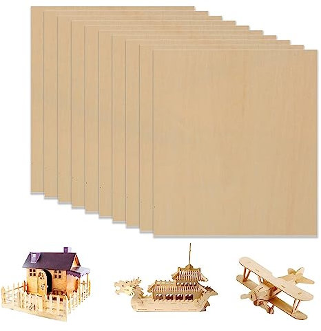 SculpfunDIY 10 Láminas de Contrachapado A3 de Tilo, 42 x 29,7 cm, 3 mm de Grosor para Manualidades, Corte por Láser y Grabado