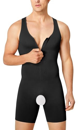 KUMAYES Débardeur Homme Sculptant Full Body Shaper sans Couture Gaine Ventre Plat Compression Shirt Minceur sous-vêtements (L-XL,Noir)