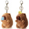 Mezrkuwr 2 Stück Capybara-Plüsch-Schlüsselanhänger, Spielzeug, realistische Capybara-Kuscheltiere, Plüschtiere, Capybara-Anhänger für Rucksack, Geburtstagsgeschenk