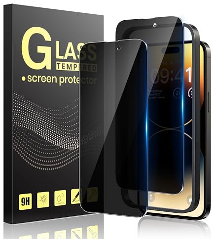 Guretok 2 Stück Sichtschutz Schutzfolie für iPhone 14 Pro Max 6,7 Zoll mit Rahmen, Dunkle Schutzglas für iPhone 14 Pro Max Privacy Glas, [Anti-Spy Folie] [9H-Härte] für iPhone 14 Pro Max