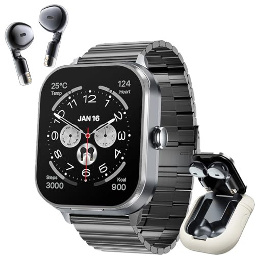 Denash Smart Watch with Earbuds, 2.01 HD Screen 2 in 1 Smartwatch with Earphones, 100+ Sport Fitness Tracker, NFC, Sleep/Heart Rate/Blood Pressure Monitor Pedometer for IOS & Androd