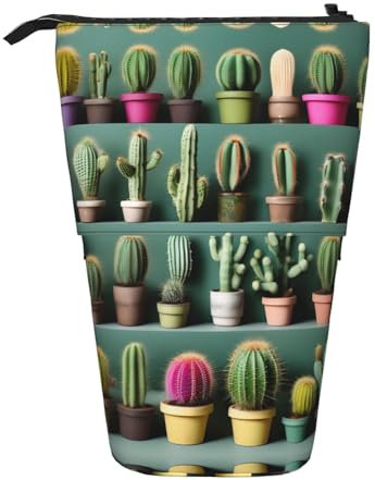 Viele Kaktus-Kunst-Federmäppchen, vertikal, einziehbar, Schreibwaren-Box, Erwachsenen-Büro-Organizer-Box