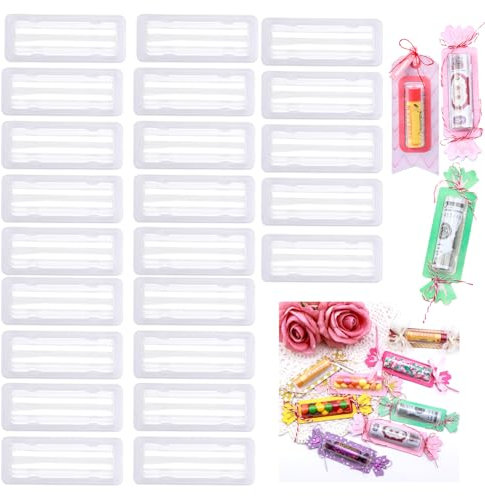 OTCRAFT 40 Stück kleine, transparente rechteckige Kunststoffkuppeln, 8,6 x 3,6 cm, selbstklebend, für Lippenbalsam, Geldhalter, Süßigkeiten, Handwerk, Geschenkkarten, Shaker, Kartenherstellung,