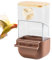 Parrot Feeder, Automatic Food Dispenser, Large Capacity Seed Holder, Husks Separation Design, With Perch Ständer, for Outdoor Garden Birds, 18x9.3x9.2cm 200g Brown