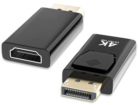 2 Stück DisplayPort to HDMI Adapter, 4K DP to HDMI Konverter, Hdmi auf Displayport Adapter, Plug & Play, hdmi Zu Displayport Kompatibel mit Laptop, Monitor, TV, Projector with Audio Transmission