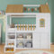 Seyakany Lit Mezzanine 1 Place avec Armoire et échelle de Rangement,lit cabane Enfants 90x200 avec fenêtre et Garde-Corps,Cadre de lit Enfant en pin,Blanc + Naturel