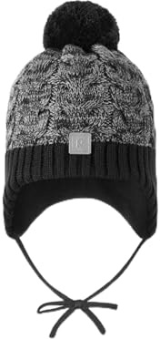 Reima Paljakka (5300035B-9991) Wintermütze für Kinder, schwarz, für Mädchen/Jungen, grau, wattiert, mit Wollanteil, bequem, weich 50