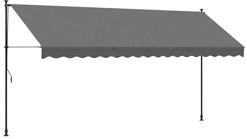 Markise Einziehbar 400x150 cm Anthrazit - Polyester-Stoff (180 g/m²) mit PU-Beschichtung - Perfekter Sonnenschutz für Terrasse & Garten - Langlebig & Wetterbeständig