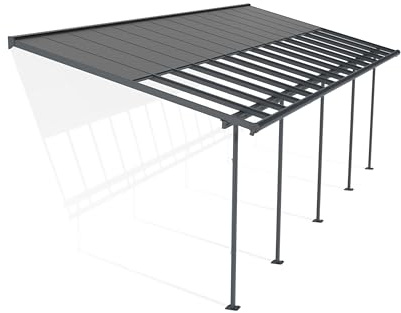 Canopia by Palram Sierra Cabrio Terrassenüberdachung 295x860cm – Grauer Aluminiumrahmen, Verstellbares Schiebe-Dachsystem, Doppelstegplatten in Grau Opal, UV-beständig & Wetterfest
