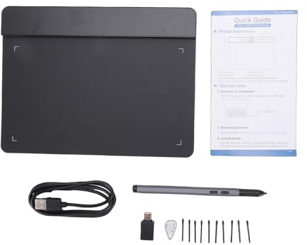 Walmeck Professionelles 6x4-Zoll-Grafik-Zeichentablett mit 16K-Batterie, Kostenlosem Stylus-Stift, Ultradünnem, Tragbarem Digitalem Skizzenblock für Künstler, Studenten,
